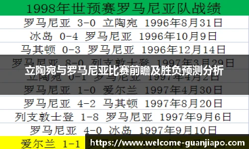 立陶宛与罗马尼亚比赛前瞻及胜负预测分析